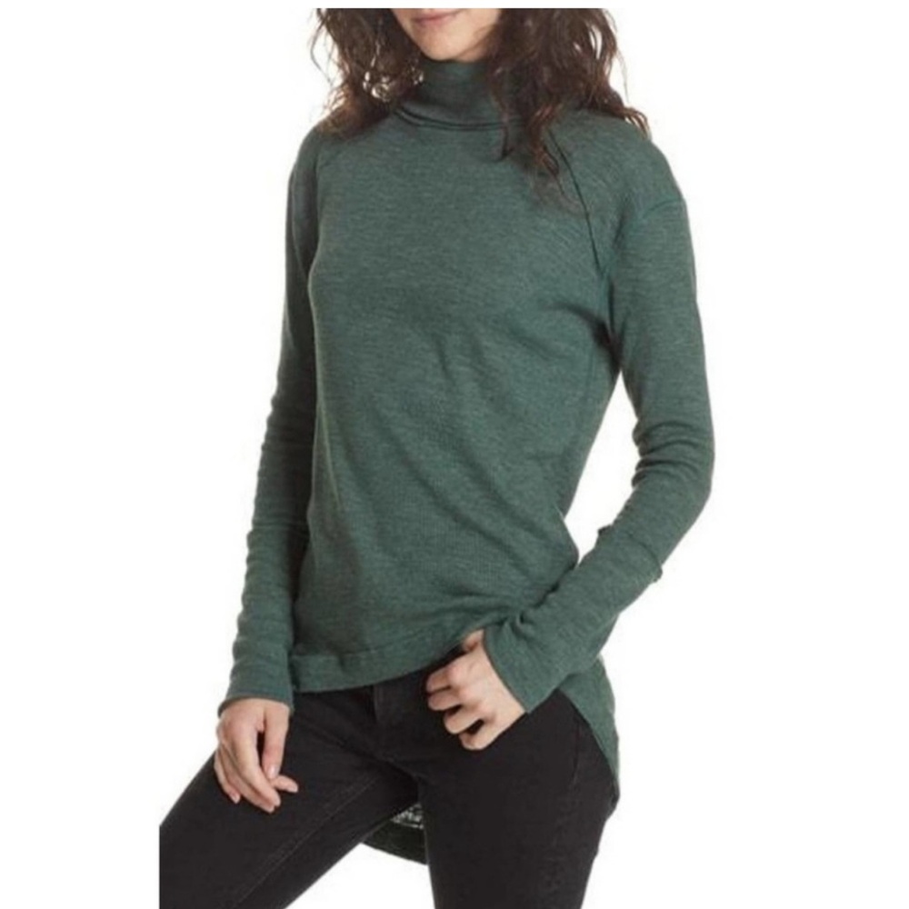 FREE PEOPLE WE THE FREE Split Back Long Sleeve Turtleneck Green S
